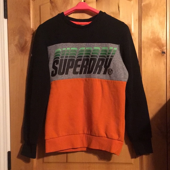 SUPERDRY Triple Drop Color Block Logo Crew Sweatshirt EUC Men's S - Picture 4 of 12